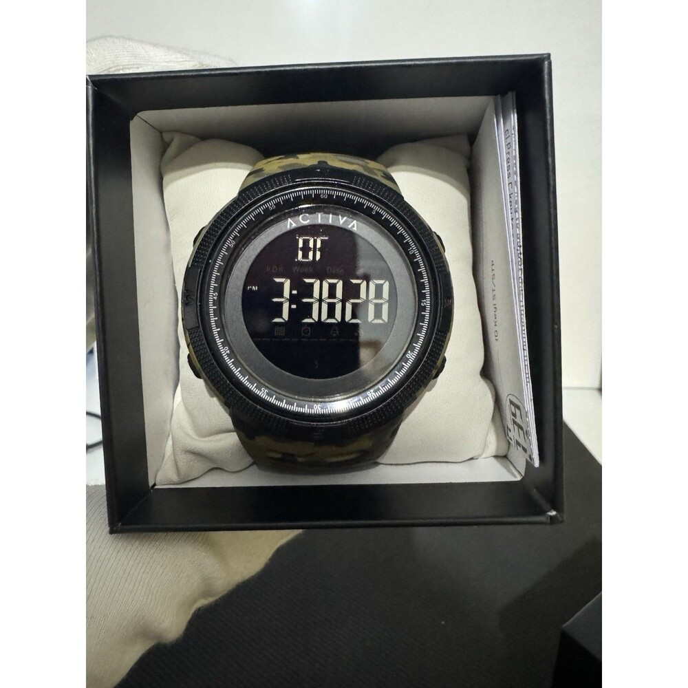Men’s Camo Activa Digital Quartz Sport Watch Rubber Strap 50mm case Backlight